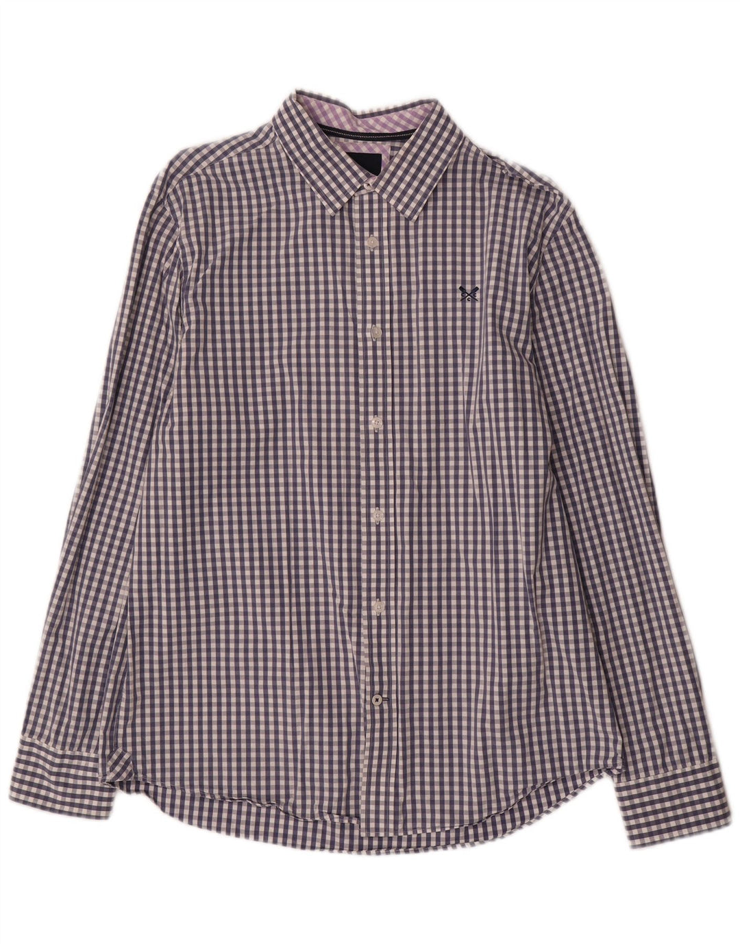 Crew Clothing Herren-Hemd mit klassischer Passform, groß, marineblau, Gingham-Baumwolle