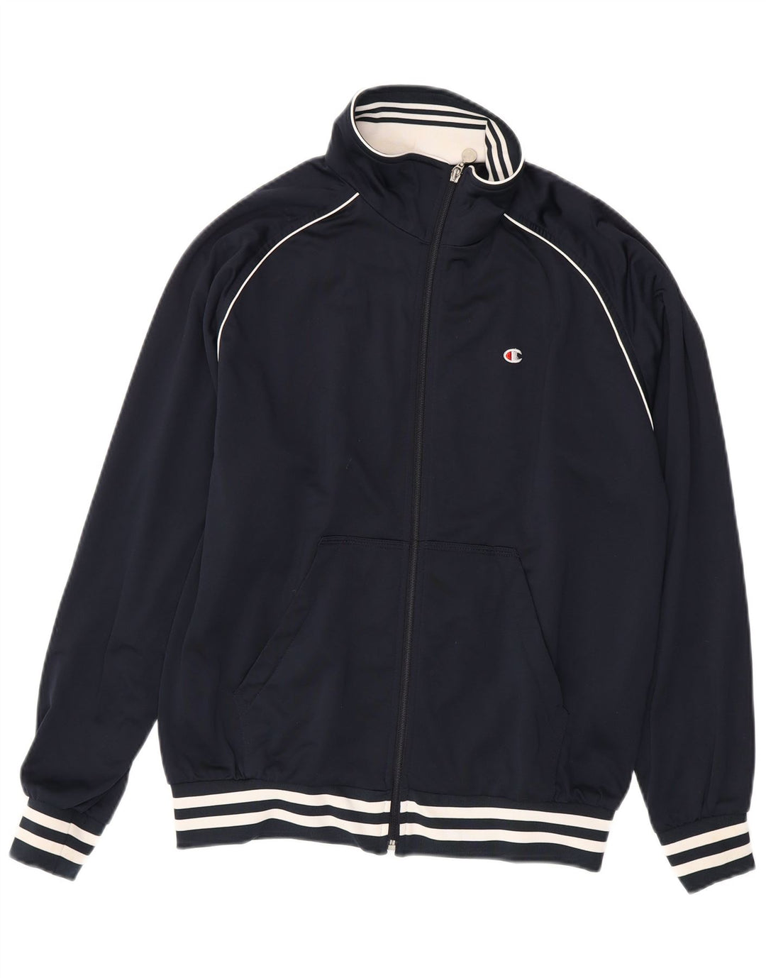 Champion Herren-Trainingsanzug-Top-Jacke, mittelgroß, Marineblau, gestreift, Sport
