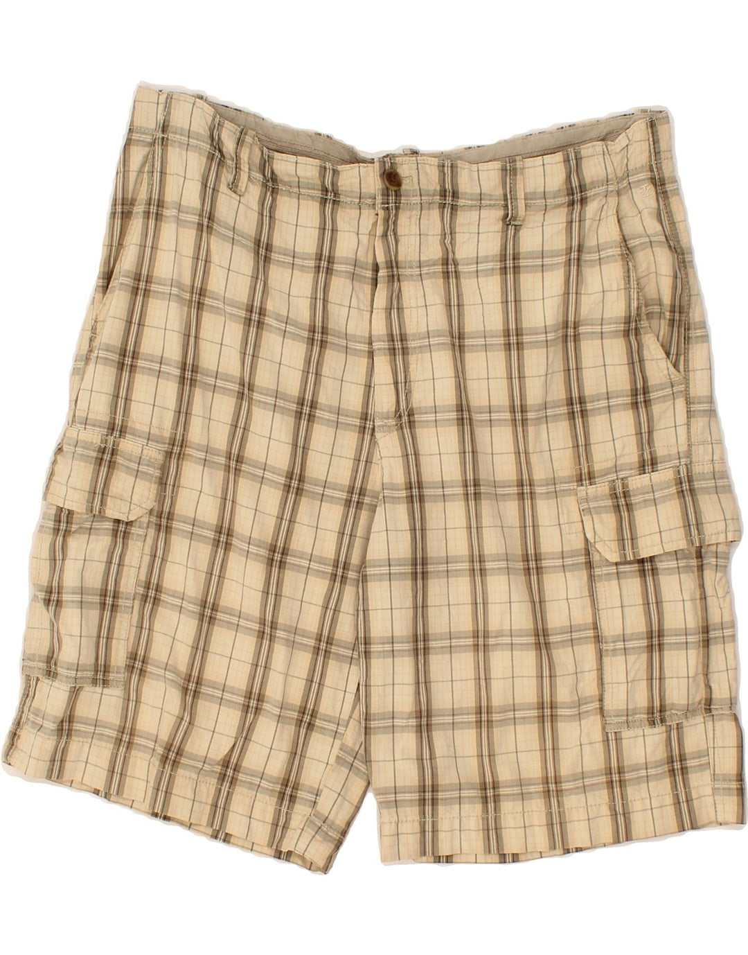 IZOD Mens Cargo Shorts W36 Large Beige Check Vintage Izod and Second-Hand Izod from Messina Hembry 