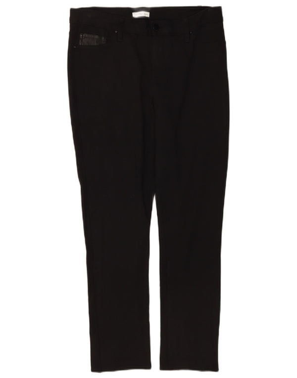 Calvin Klein Damen Slim Casual Hose US 10 Large W30 L26 Schwarze Viskose
