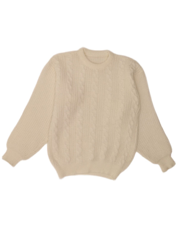 Vintage Herren Pullover mit Rundhalsausschnitt Medium Off White