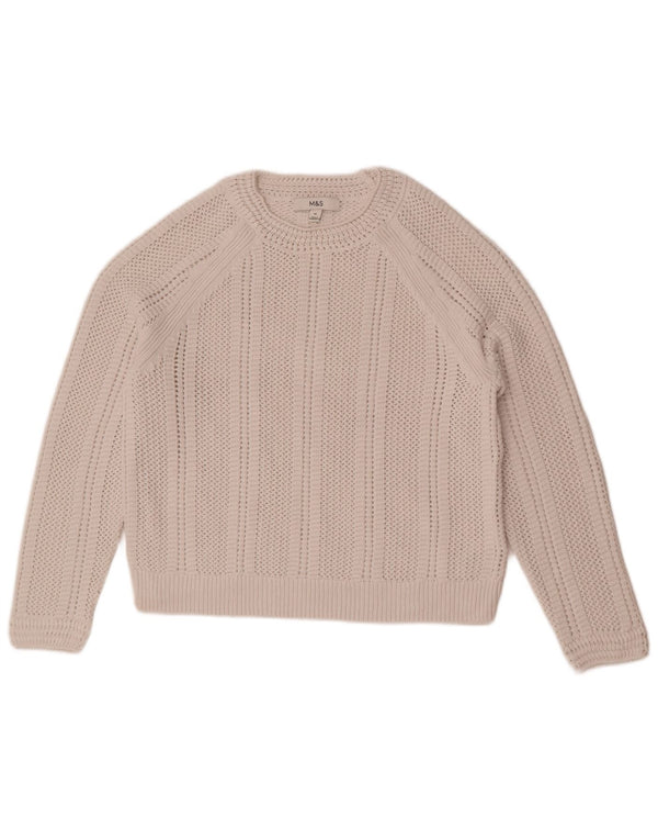 Marks & Spencer Damen Crop Pullover mit Rundhalsausschnitt, Gr. 14, Mittel, gebrochenes Weiß