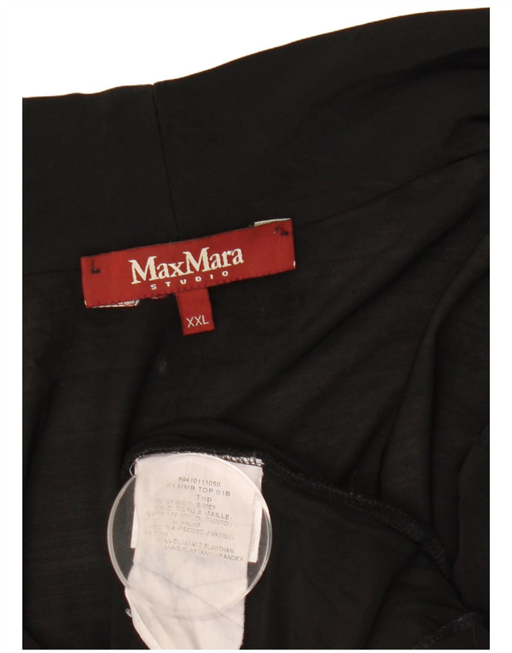 Max Mara Damen ärmelloses Blusenoberteil UK 20 2XL Schwarze Viskose