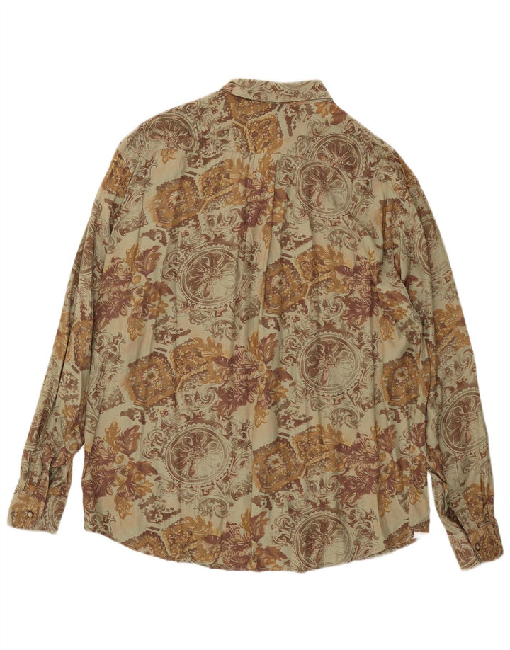 Massaro Herrenhemd, groß, Khaki, mit Blumenmuster