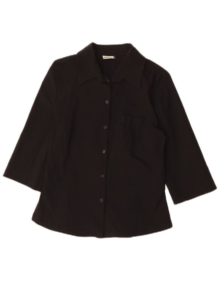 YESSICA Damen 3/4-Ärmel-Hemdbluse EU 38 Mittelschwarze Viskose