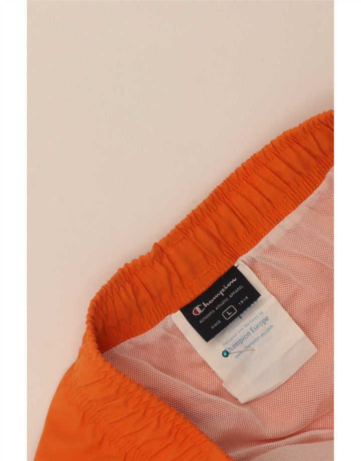 Champion Herren-Badeshorts mit Grafik, groß, orangefarbenes Farbblock-Polyester
