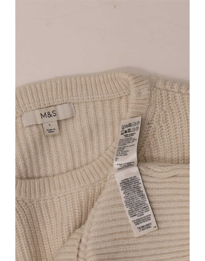 Marks & Spencer Damen-Pullover mit Rundhalsausschnitt, Gr. 40, Gr. 16, gebrochenes Weiß