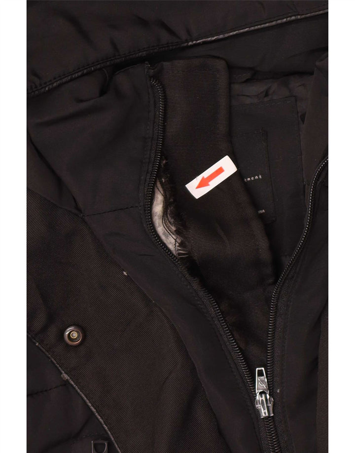 Zara Damen Kapuzenmantel, gepolstert, UK 14, mittelschwarz