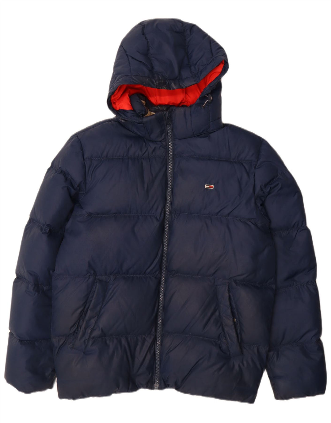 Tommy Hilfiger Herren-Jacke mit Kapuze, gepolstert, UK 42, XL, Marineblau, Polyester