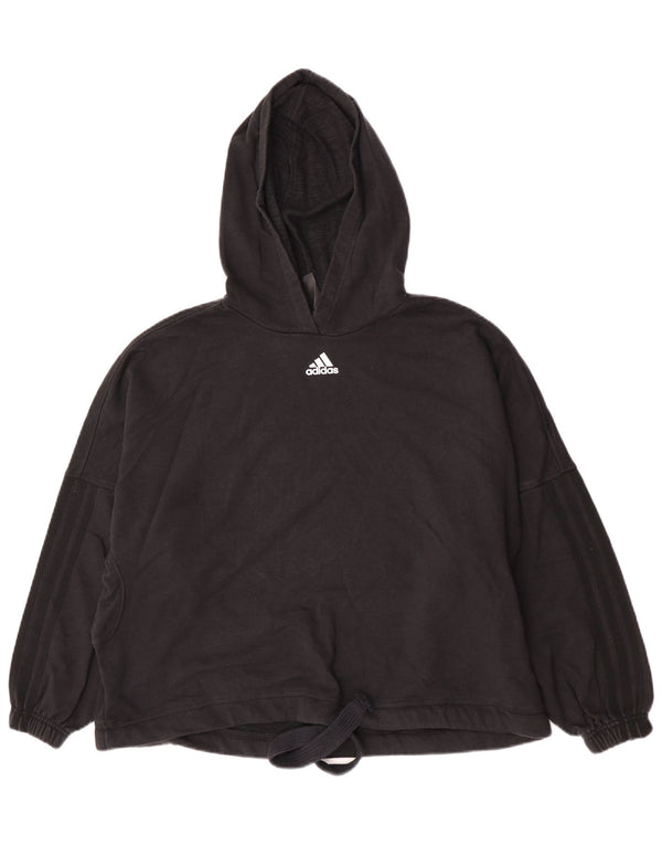 Adidas Damen Übergroßer Kapuzenpullover UK 4/6 XS Schwarze Baumwolle