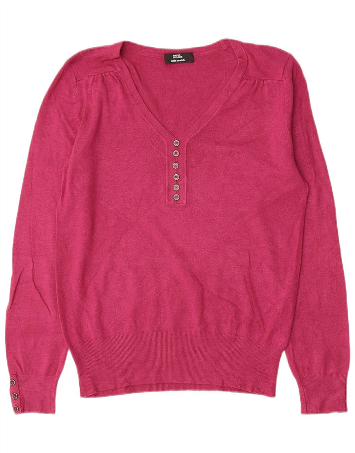 Marks & Spencer Damen-Pullover mit V-Ausschnitt, Gr. 14, Mittelrosa
