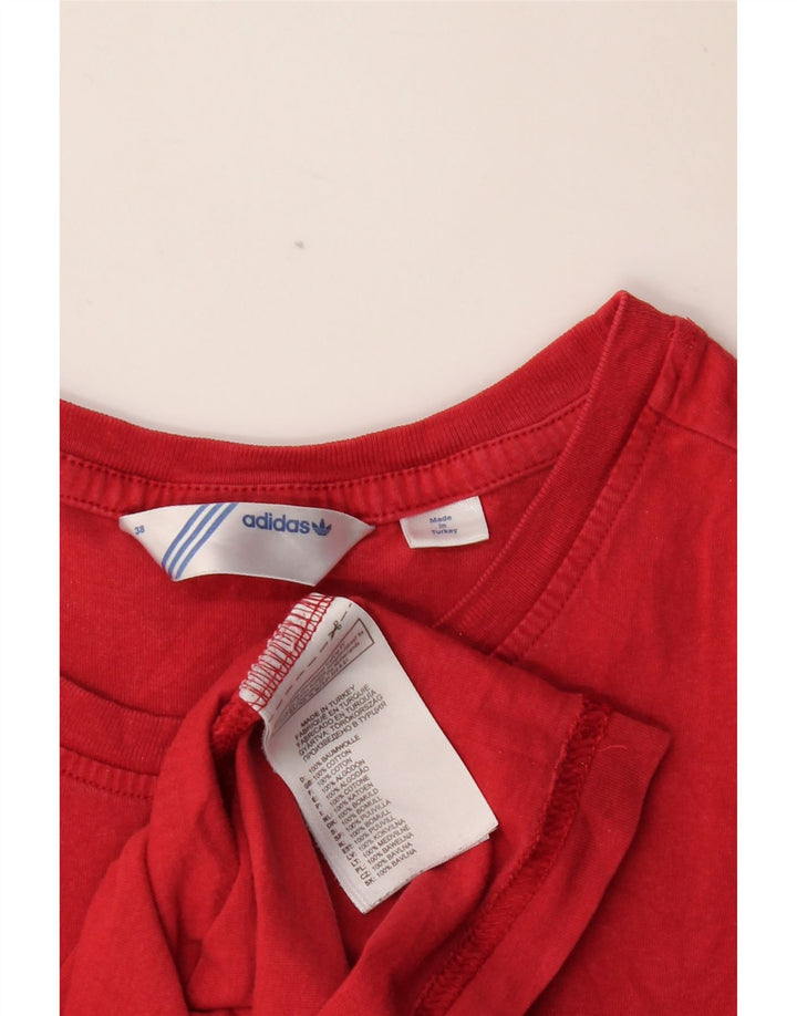 ADIDAS Damen Grafik T-Shirt Top IT 38 Small Rote Baumwolle