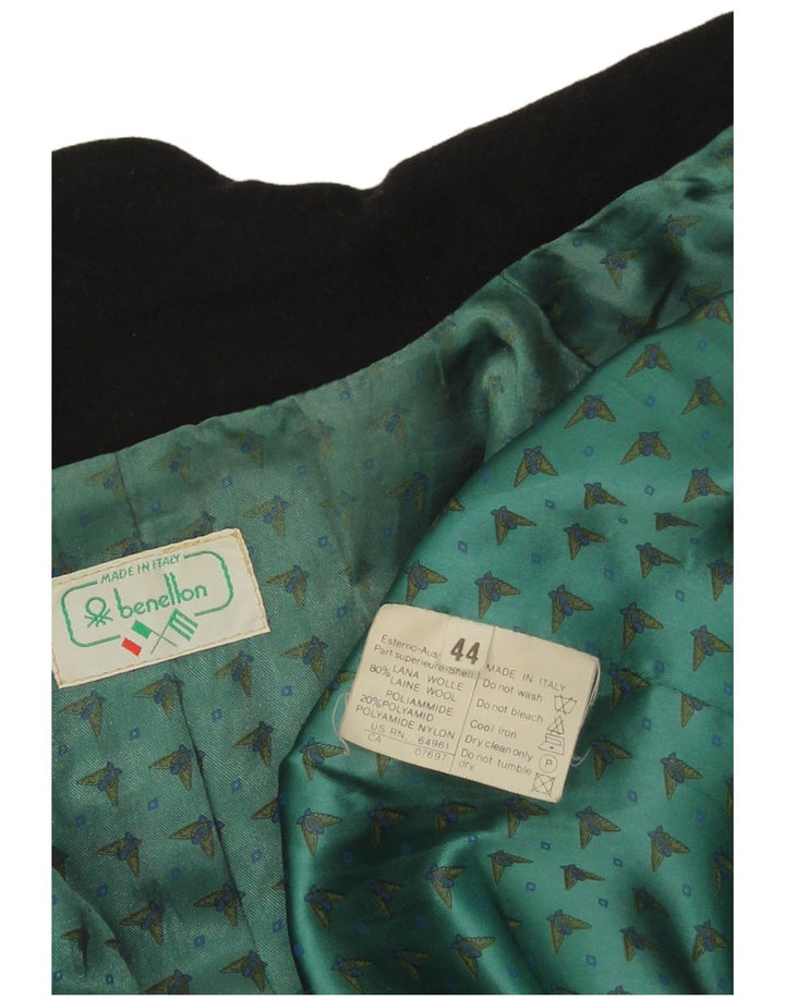 Benetton Damen-Blazer mit 1 Knopf, IT 44, mittelschwarze Wolle
