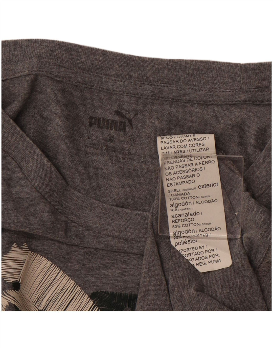 PUMA Damen Grafik T-Shirt Top UK 16 Large Grau Baumwolle
