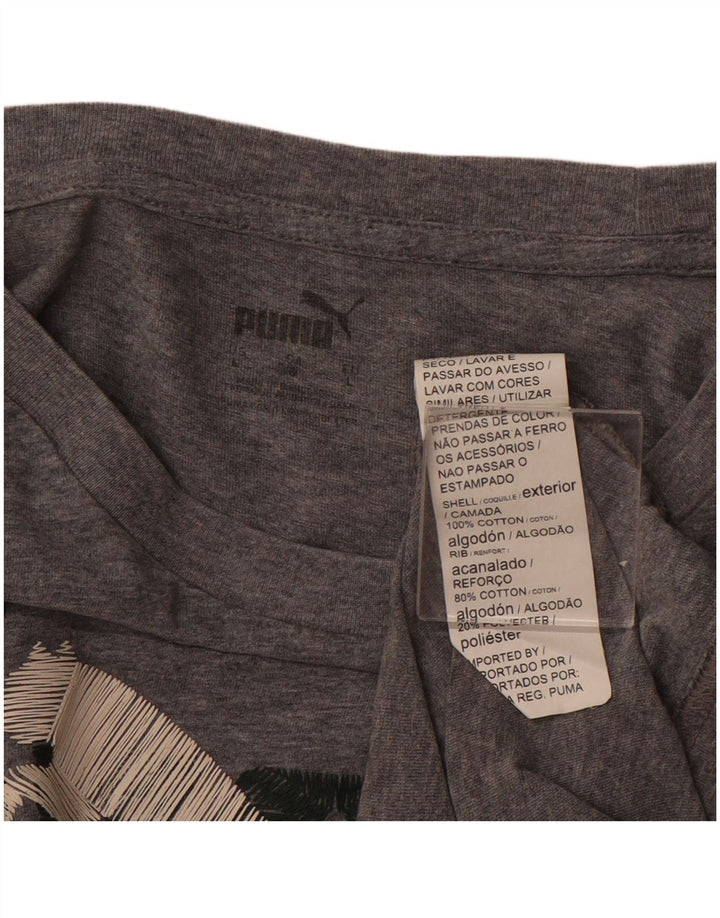 PUMA Damen Grafik T-Shirt Top UK 16 Large Grau Baumwolle