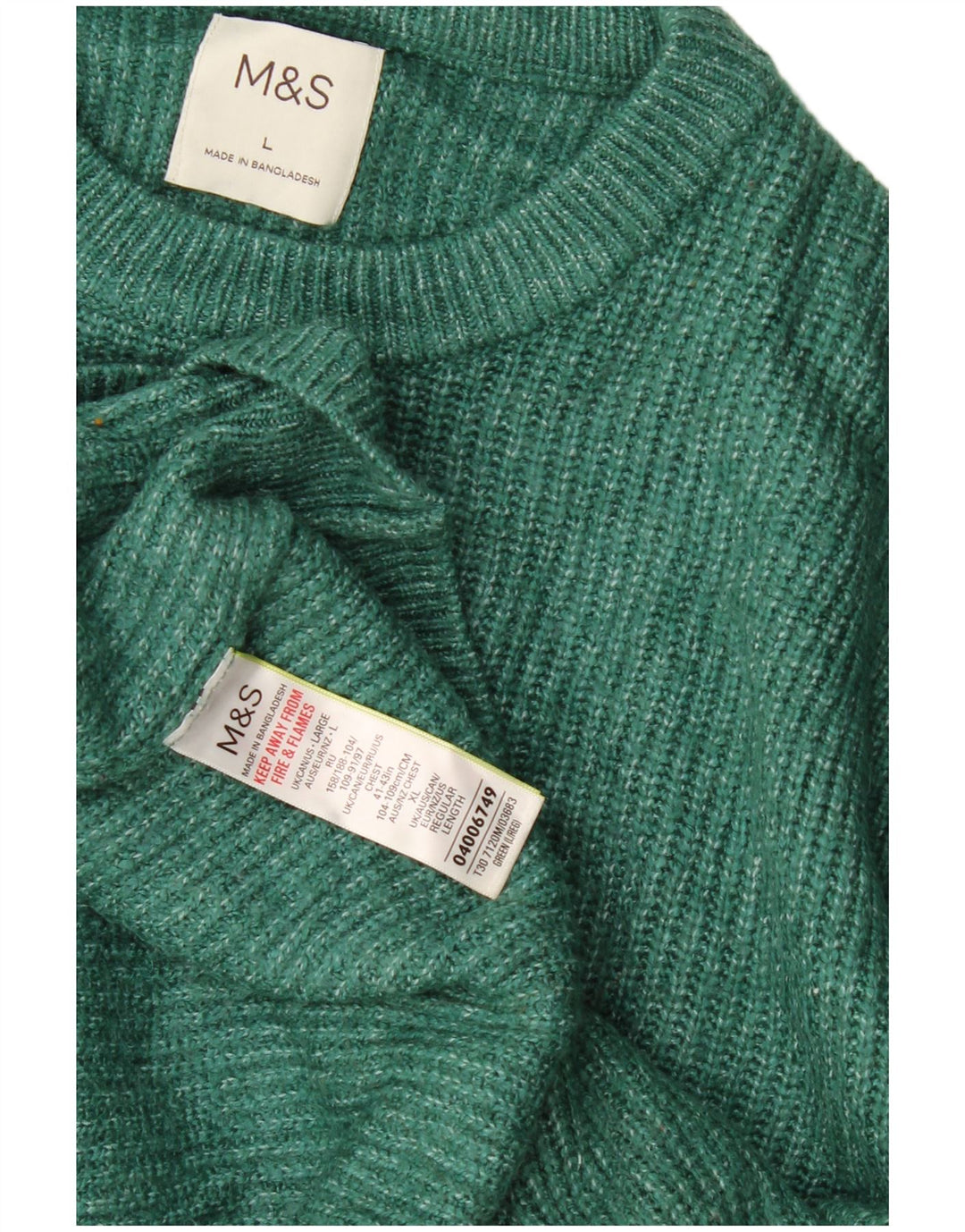Marks & Spencer Herren-Pullover mit Rundhalsausschnitt, Größe L, Grün, Polyamid