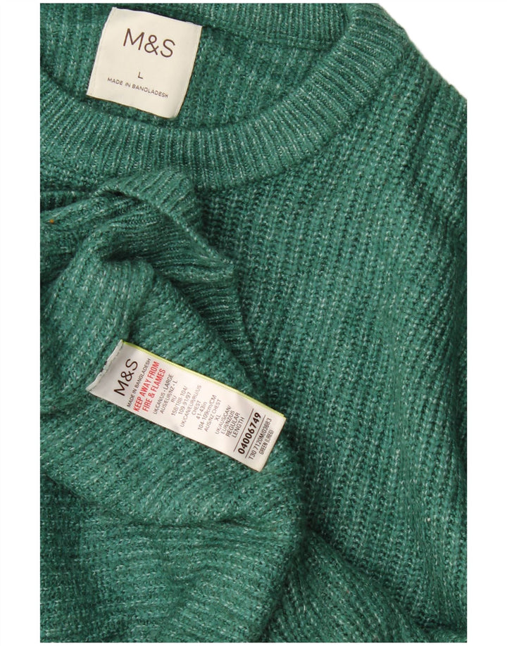 Marks & Spencer Herren-Pullover mit Rundhalsausschnitt, Größe L, Grün, Polyamid