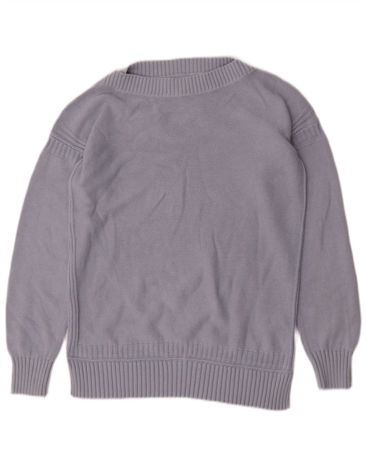 BARBOUR Womens Oversized Boat Neck Jumper Sweater UK 8 Small Blue Cotton