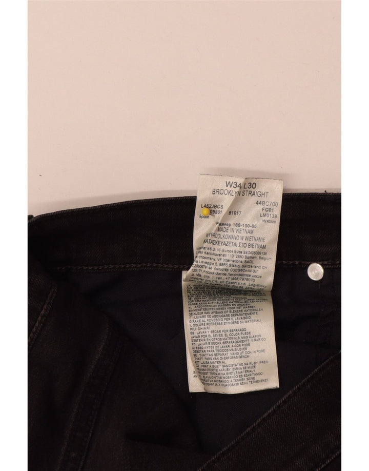 Lee Herren Brooklyn Straight Jeans W34 L30 Schwarze Baumwolle