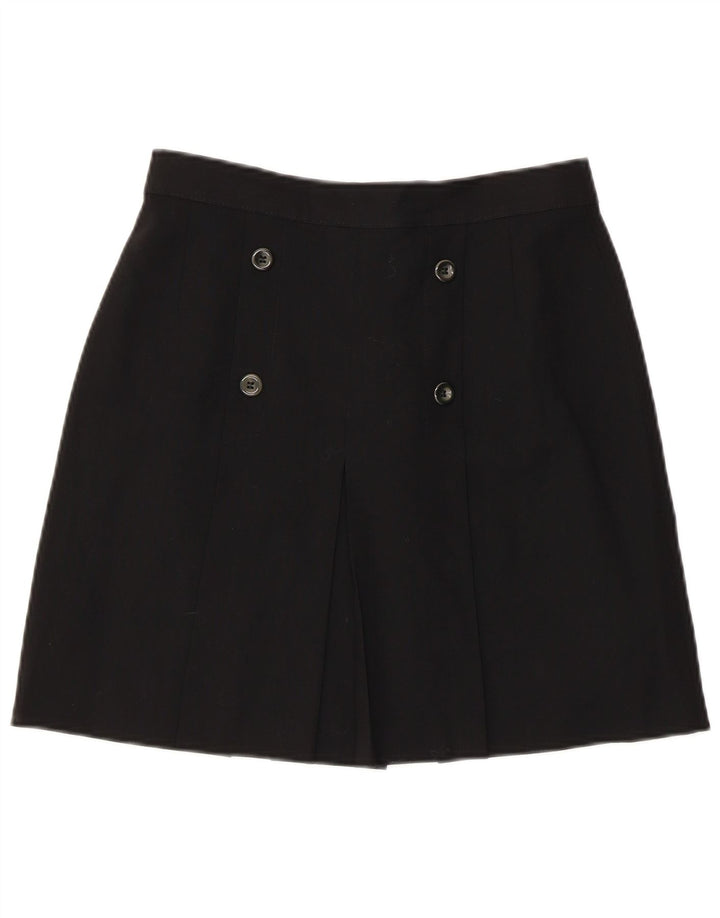 Vintage Damen Minirock IT 44 Medium W28 Schwarze Schurwolle