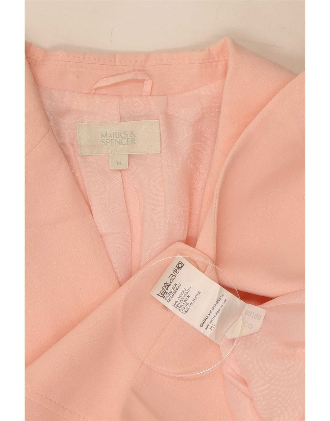 Marks & Spencer Damen-Blazerjacke mit 2 Knöpfen, Gr. 14, Rosa, Lyocell