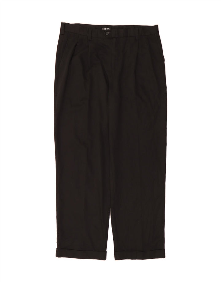IZOD Mens Straight Suit Trousers W36 L32 Black Polyester Vintage Izod and Second-Hand Izod from Messina Hembry 
