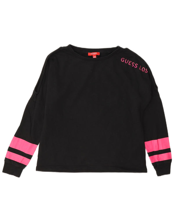 Guess Damen-Sweatshirt mit Grafik-Übergröße, Gr. 4, XS, Schwarz, Farbblock
