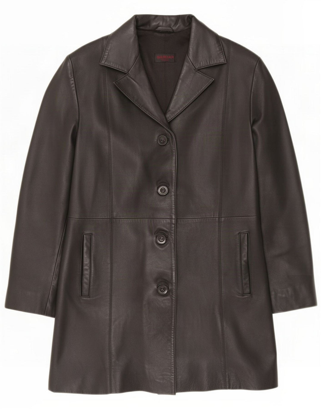 Sardar Damen 4-Knopf-Ledermantel UK 12 Mittelschwarz