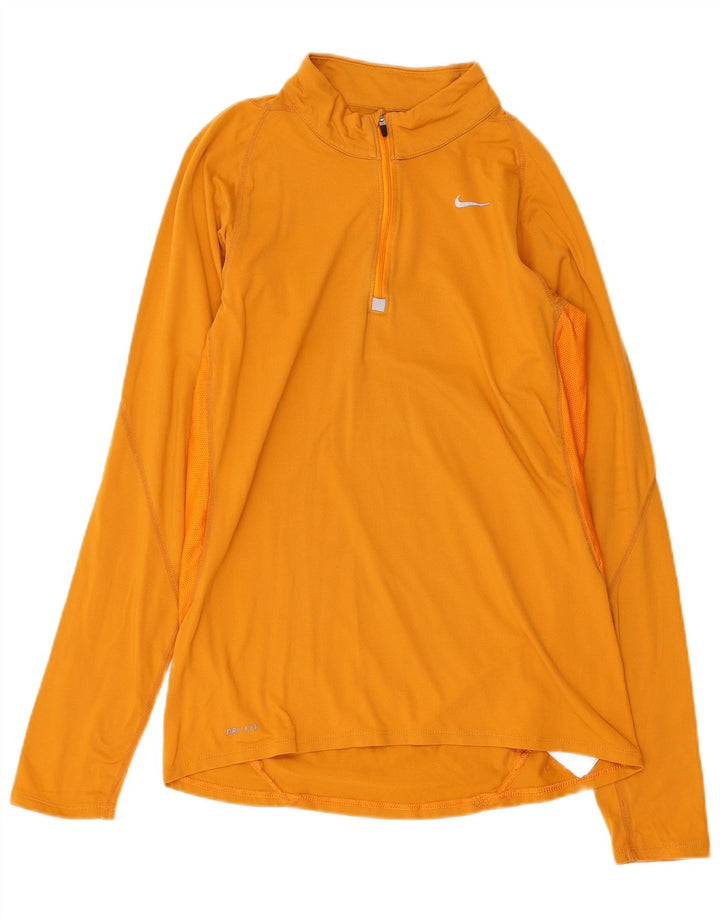 NIKE Damen Dri Fit Pullover-Trainingsanzugoberteil mit Reißverschluss, UK 10, Größe S, Gelb