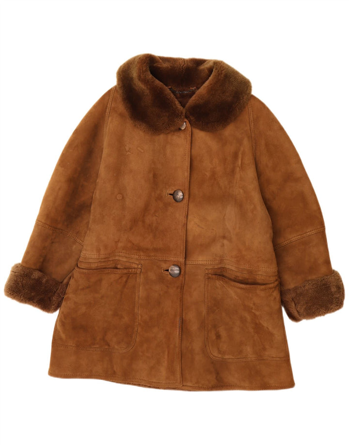 Belfe Damen Lammfellmantel UK 14 Mittelbraunes Leder