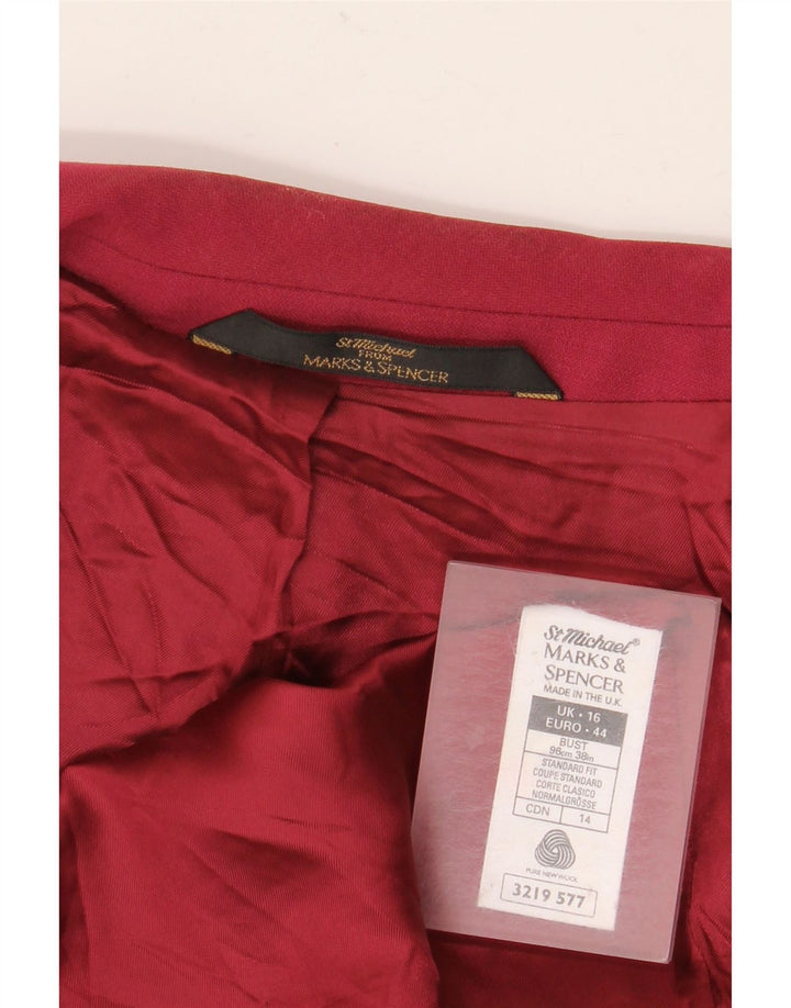 Marks & Spencer Damen-Blazer mit Standard-Passform, UK 16, Größe L, Burgunderrot