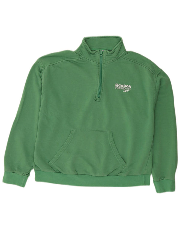 Reebok Damen-Sweatshirt mit Reißverschluss am Hals, UK 16, Größe L, grün, Baumwolle