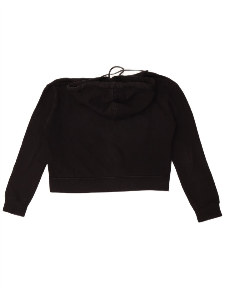 Pyrex Womens Crop Graphic Hoodie Pullover UK 14 Mittelschwarze Baumwolle