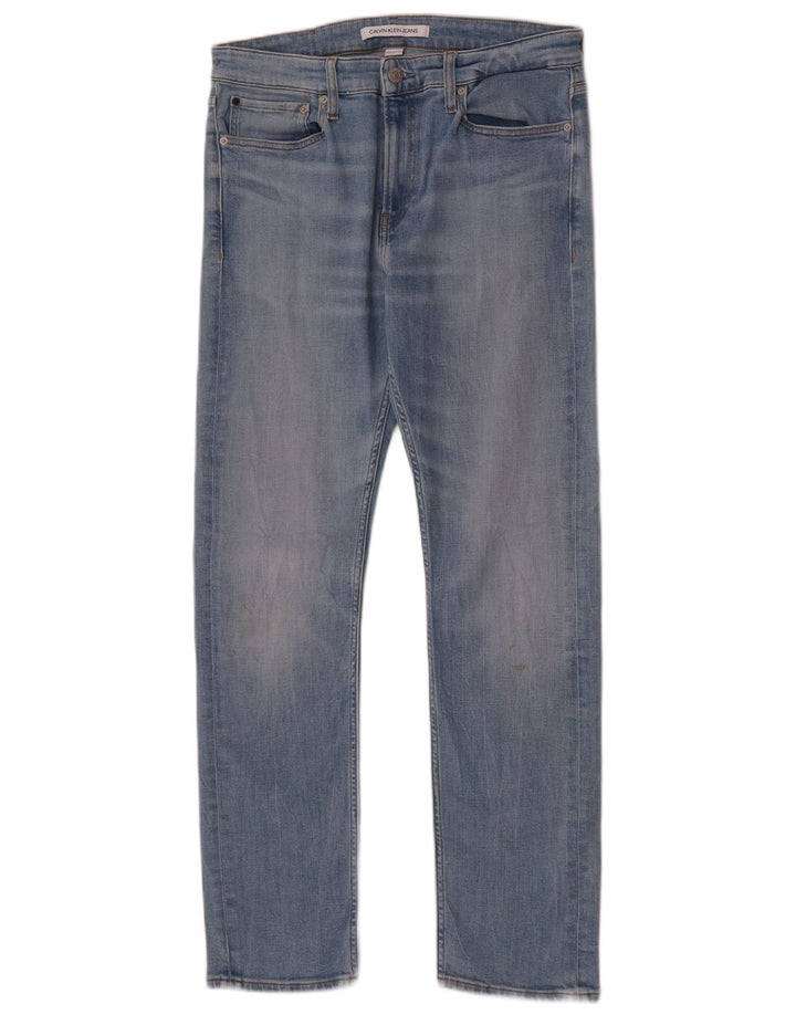 Calvin Klein Herren Slim Jeans W32 L32 Blaue Baumwolle
