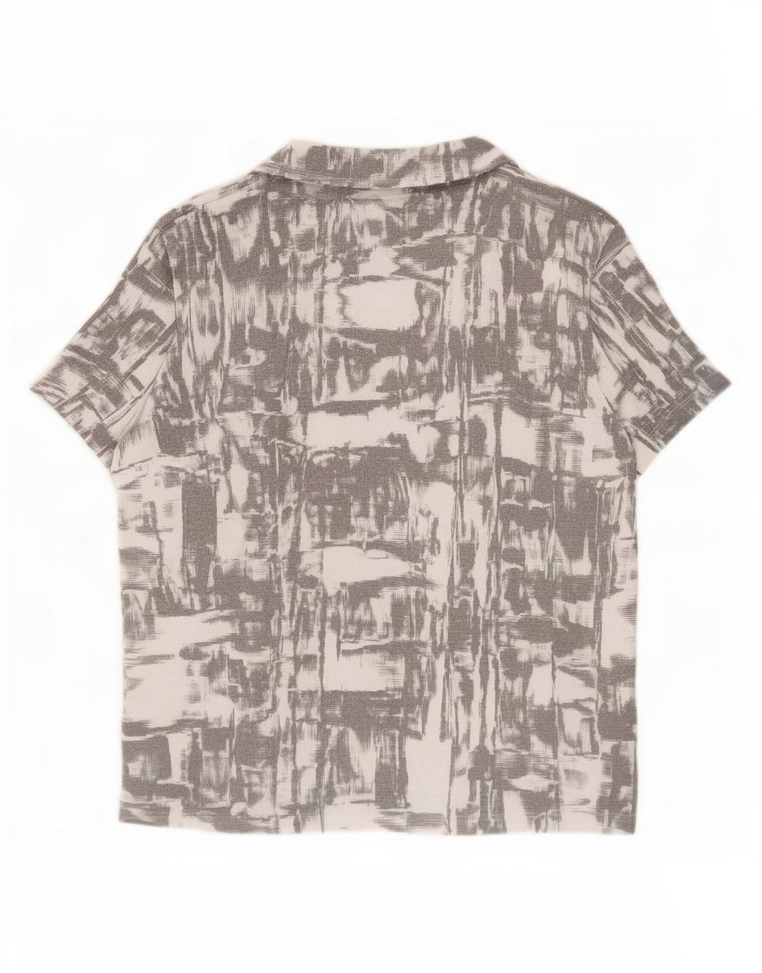 Zara Herren-Kurzarmhemd mit abstraktem Muster, klein, grau, Polyester