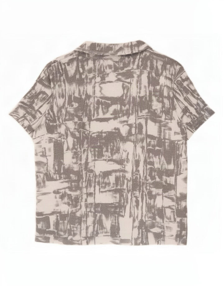 Zara Herren-Kurzarmhemd mit abstraktem Muster, klein, grau, Polyester