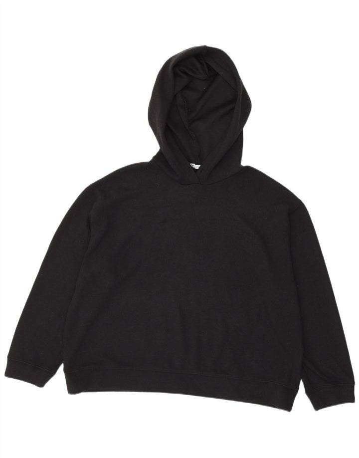Zara Damen Übergroßer Kapuzenpullover UK 16 Large Schwarz Polyester