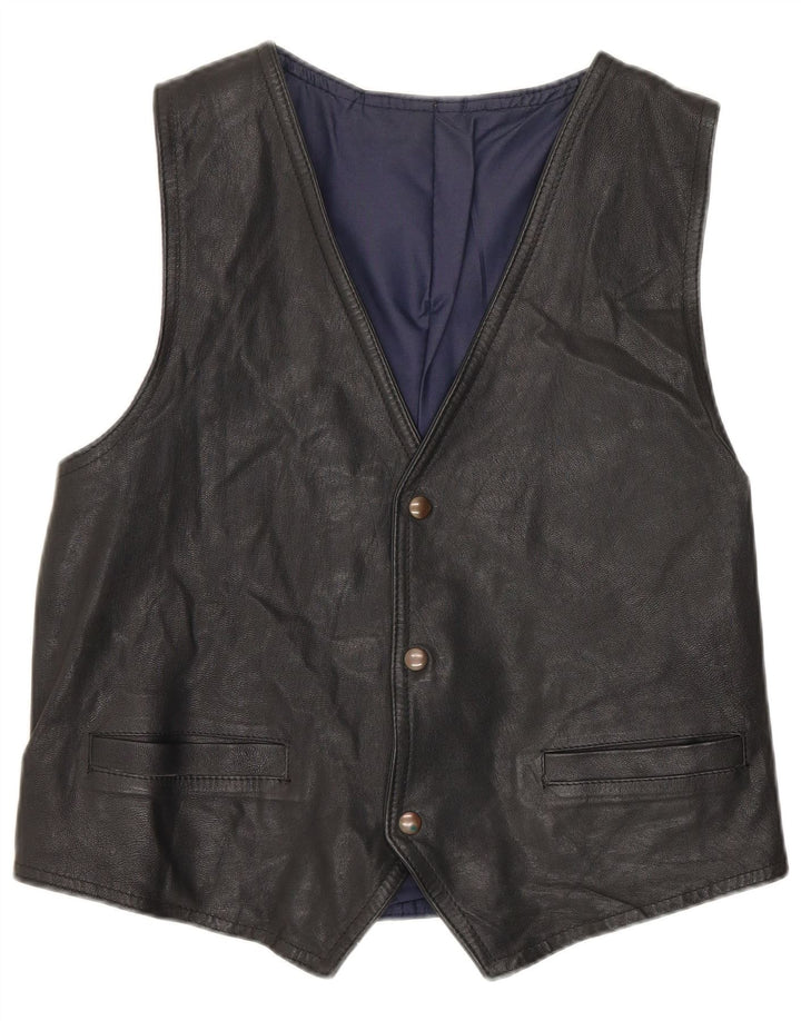 Vintage Herren Lederweste Mittelschwarzes Leder