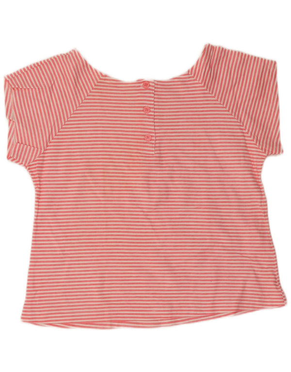 Vintage Damen T-Shirt Top UK 10 Kleine rosa gestreifte Baumwolle