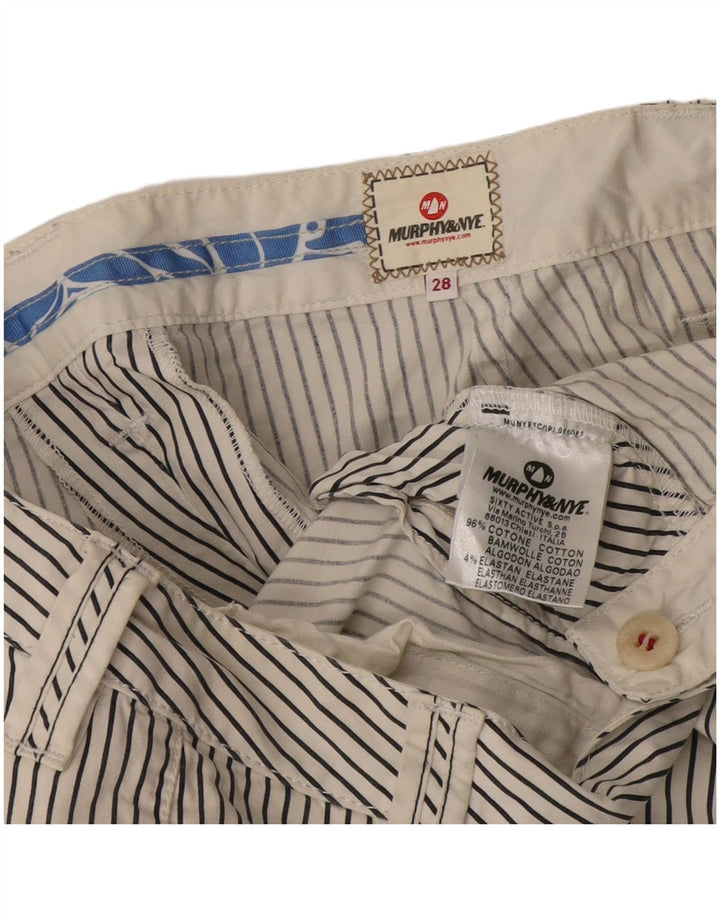 Murphy & Nye Damen Bermudashorts W28 Mittelweiß gestreifte Baumwolle