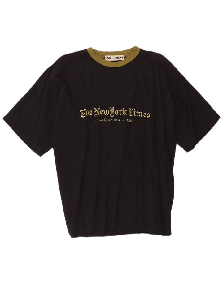 Vintage Herren T-Shirt mit Grafik, groß, schwarze Viskose