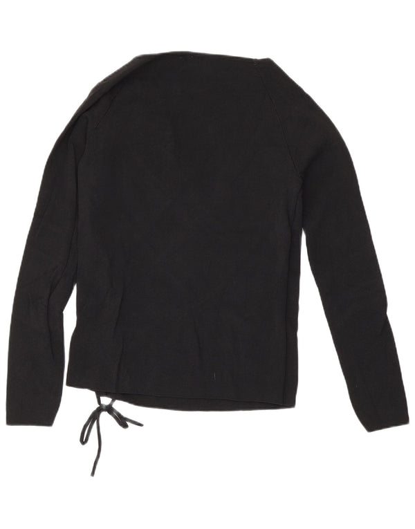 Zara Damen Top Langarm UK 14 Große schwarze Viskose