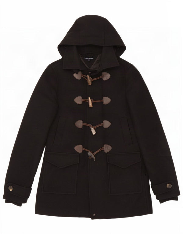 Tommy Hilfiger Damen Kapuzen-Dufflecoat UK 6 XS Schwarze Wolle
