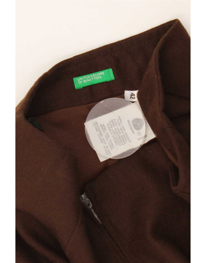 Benetton Damen Bleistiftrock IT 42 Medium W26 Braune Schurwolle