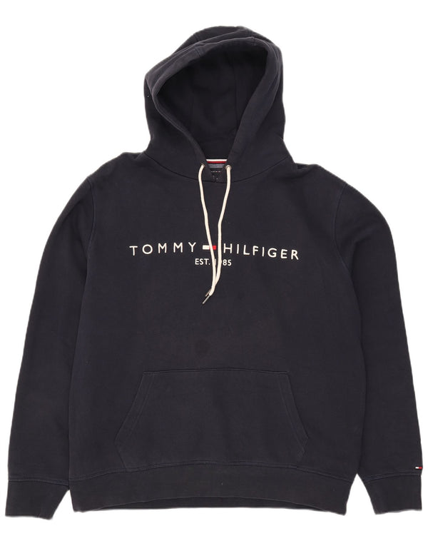Tommy Hilfiger Herren-Kapuzenpullover mit Grafik, XL, Marineblau, Baumwolle