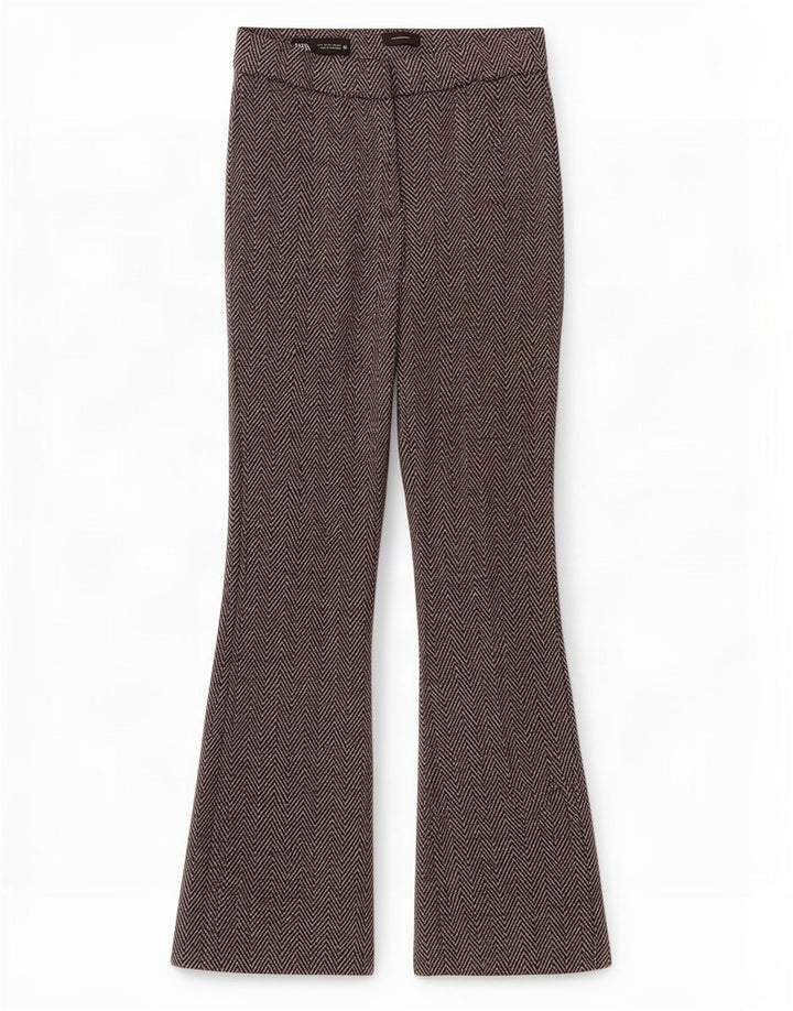 Zara Bootcut-Freizeithose für Damen, Größe S, W26, L29, graues Chevron-Polyester
