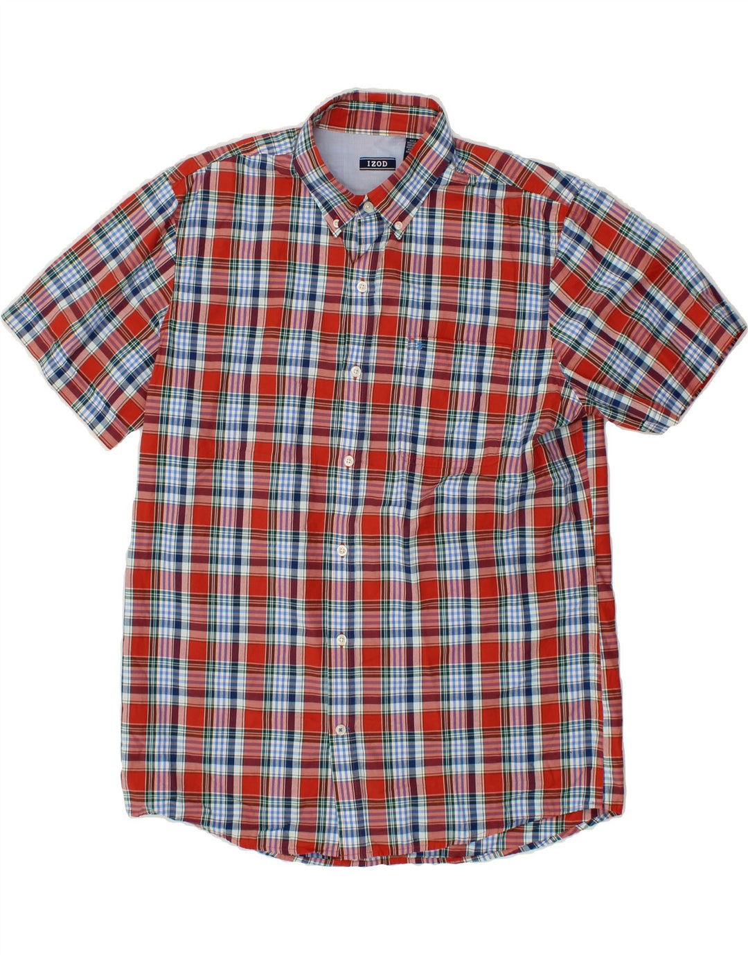 IZOD Mens Short Sleeve Shirt Large Red Check Cotton Vintage Izod and Second-Hand Izod from Messina Hembry 