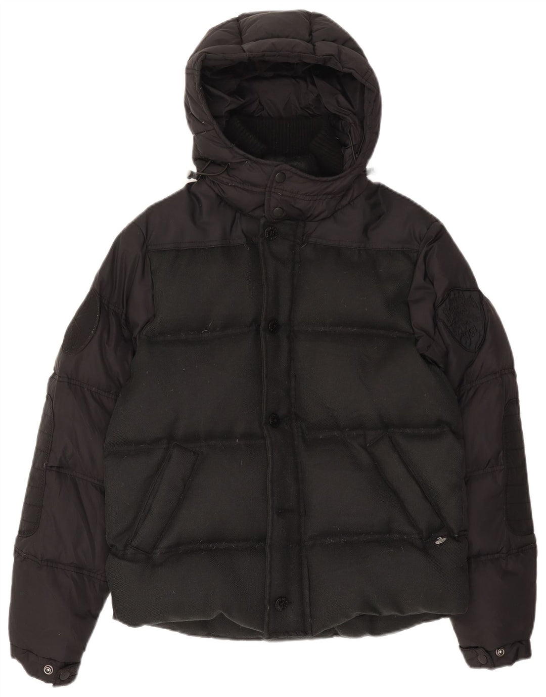 Scotch & Soda Herren-Jacke mit Kapuze, gepolstert, UK 38, Medium, schwarzes Nylon