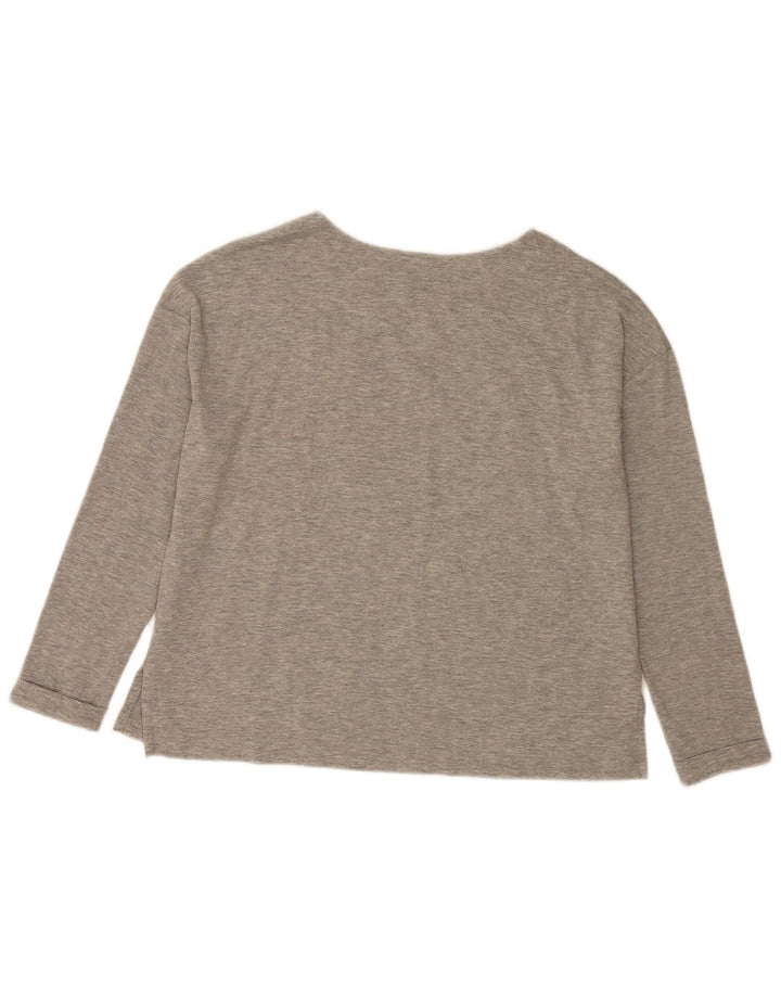 Marks & Spencer Womens Graphic Top Langarm UK 12 Mittelgrau geblümt