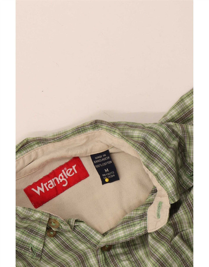 Wrangler Herren-Kurzarmhemd aus mittelgrün karierter Baumwolle